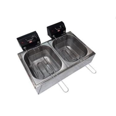 Imagem de fritadeira elétrica profissional 12 litros 6 litros cada com tampa - M