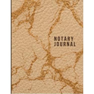 Imagem de Notary Journal: 8.5x11 Large Notarial Logbook/With 200 Numbered Pages - Two Record Logs Per Page / 400 Records/Abstract Gold Art on Tan Beige Textured Pattern/Ledger Book Gift For Signing Agents