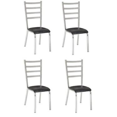 Imagem de Kit 4 cadeiras Laura em aço cromada para cozinha ou espaço gourmet-ass
