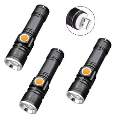 Imagem de Kit 3 Lanterna Tatica Militar Longo Alcance Recarregavel Usb - B-max, 