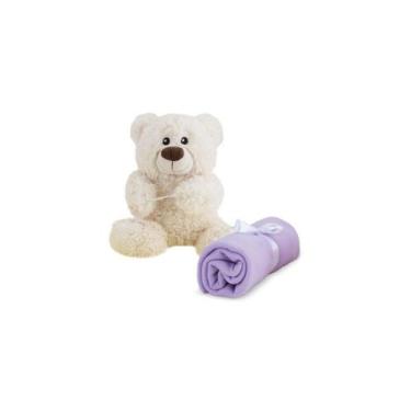 Imagem de Urso de Pelúcia Naninha com Cobertor Lilás 25 cm Antialérgico - CTX