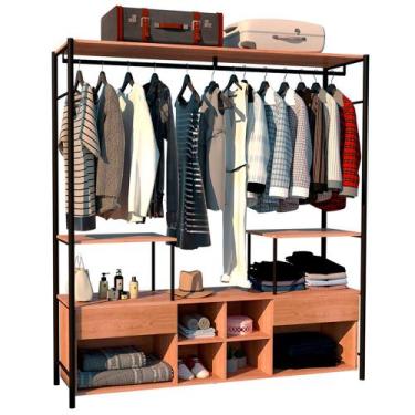 Imagem de Guarda Roupa Closet Casal Barcelona Industrial 174cm 02 Gavetas Demoli