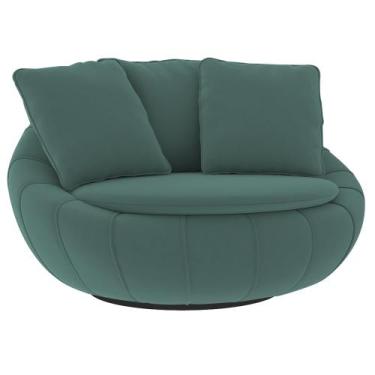 Imagem de Poltrona Giratória 127cm Golden Veludo Verde Petróleo - Sallar Home