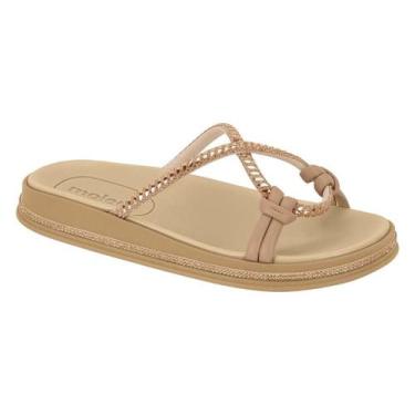 Imagem de Sandalia Rasteira Feminina Moleca Original Nova 5509201, Creme ouro ro
