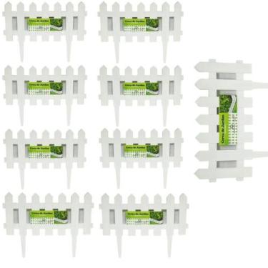 Imagem de Kit 9 Cercas Decorativa Jardim De Plástico Branco Total3,60m - Globo P