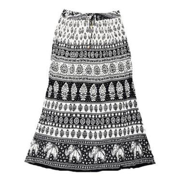 Imagem de Saia Indiana Cigana Maia Longa - Preto Branco 1 Tam. G - India Fashion