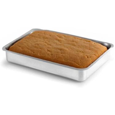 Imagem de Tabuleiro Assadeira Alta 44 x 30 cm Alumínio Brilhante Grosso - MIMARI