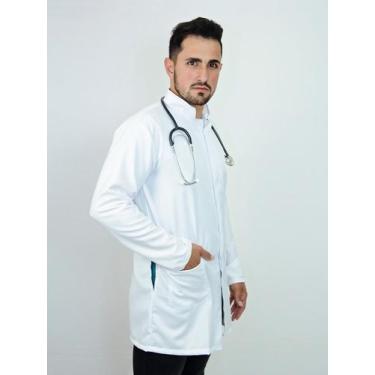 Imagem de Jaleco Masculino Gola Padre - Branco - Bordados Bordados, M