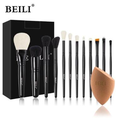 Imagem de Kit Pincéis De Maquiagem BEILI 12 PÇS Profissional Pó, Sombra Cabelo S