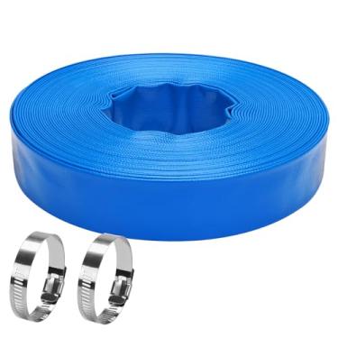 Imagem de DERPIPE Mangueira de retrolavagem para piscina Lay-Flat - Mangueira de descarga de PVC resistente reforçada de 3,8 cm x 3,5 m, mangueira de drenagem de piscina de vinil à prova de intempéries para