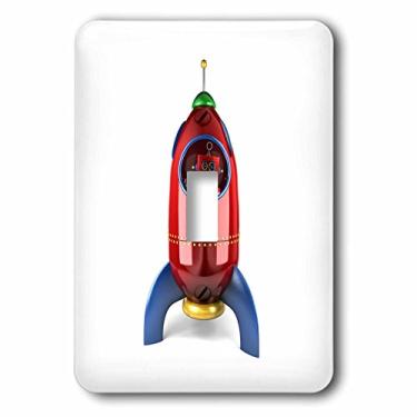 Imagem de 3dRose lsp_158024_1 Robô de brinquedo vintage animado acenando de dentro de uma nave espacial foguete fofo divertido único interruptor de alternar