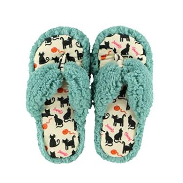 Imagem de Lazy One Pantufas de dedo Spa para mulheres, chinelos felpudos para meninas, Cochilo de gato azul mineral, Large-X-Large