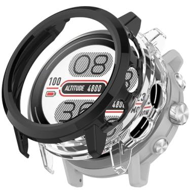 Imagem de Accdeny [Pacote com 2] Capa com protetor de tela de vidro temperado compatível com COROS APEX 2, dureza 9H, 360°, capa protetora ultrafina de policarbonato preta transparente