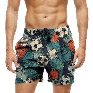 Imagem de Short Praia Shorts Banho Bermuda Verão Bola Futebol Cartoon Desenho 10