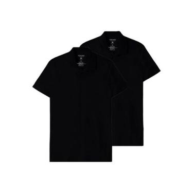 Imagem de Kit com 2 Camisetas Polo Masculina Malwee 1000004430, Preto, G