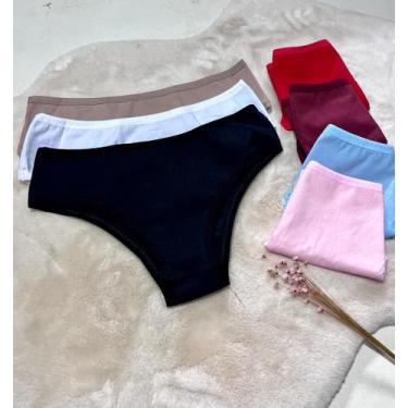 Imagem de Kit 3 Calcinhas Conforto em Cotton Algodão Liso Lingerie Feminina - By