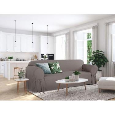 Imagem de Capa De Sofá De 6 Lugares Com Laços Ajustáveis Em Gorgurão - NIRVANA, 