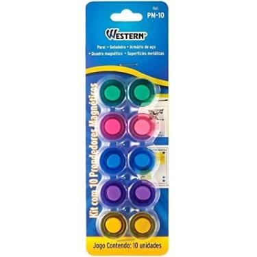 Imagem de Ima Prendedor Magnético - Blister com 10, Western, Multicor, 20 mm