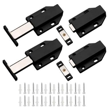 Imagem de PHITUODA Pacote com 4 travas magnéticas de empurrar para abrir ferragens de gabinete trava magnética de toque para porta trava de liberação de empurrar gaveta magnética ímãs de gaveta de pressão,