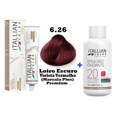 Imagem de Kit Coloração Itallian Premium 60g Louro Escuro Violeta Vermelho 6.26 