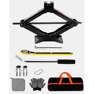 Imagem de COFSODI Macaco Tesoura De 1,5 Toneladas No Kit De Emergência Na Estrada Do Seu Carro, Ferramenta De Suporte De Substituição De Pneu Sobressalente Indispensável Para Seu Veículo, Ferramenta De Remoçã