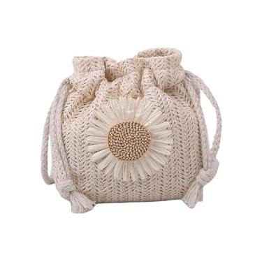 Imagem de SUSOYAOCHEN Bolsa de palha tecida à mão, bolsa clutch de palha, bolsa tiracolo para bolsas de verão, bolsa de ombro transversal, branca, Branco