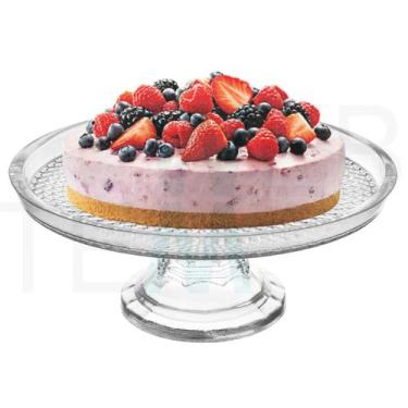 Imagem de Prato de Vidro com Pé Vitazza: Para Bolo, Doce, Sobremesa, Organização