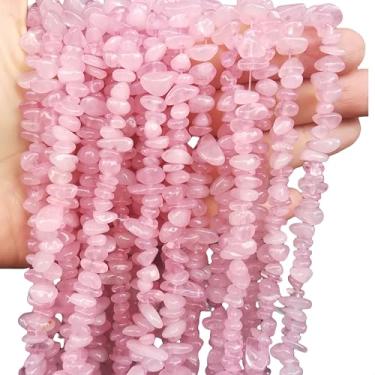 Imagem de 5-10mm Natural Rose Quartz Irregular Tumbled Chip Beads for Jewelry Making, Healing Crystal Drilled Loose Bead Strand DIY Craft Supplies(2 Strands)