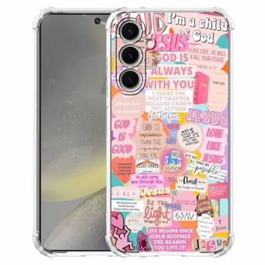 Imagem de Capa para Galaxy S24+ com design cristão, versículo bíblico de Jesus citações cristãs capa padrão colagem para cristãos, capa de telefone de TPU macio para Galaxy S24+, #5