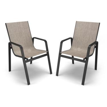 Imagem de Kit 2 Cadeiras Miami Jantar Área Gourmet Alumínio Preto - Aluv Móveis