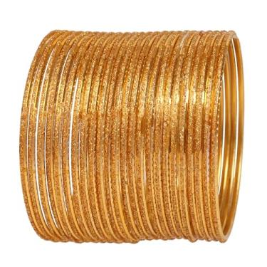 Imagem de Touchstone NOVA Pulseira de joias de designer indiana Bollywood feita à mão com corte tradicional padrão em ziguezague brilhante estilo dourado definição designer pulseiras. Conjunto de 24. Em tom dourado para mulheres., Sem pedras preciosas