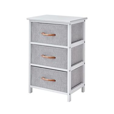 Imagem de Mesa de cabeceira com 3 gavetas mesa de centro revista mesa de cabeceira armário armazenamento quarto móveis mesa decoração casa mesa de destaque mesa lateral (cor: branco)