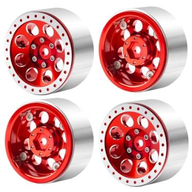 Imagem de CNszlan 1.3 Beadlock Wheel Rims for SCX24 TRX4M Upgrade 1/24 1/18 RC Crawler Car (RED)