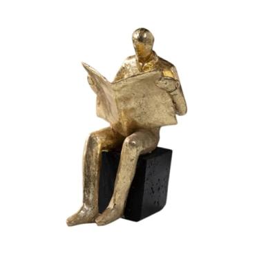 Imagem de IEUDNS Leitura de leitor estatueta estátua resina resina bookend decoração de desktop ornament Book Reader Sculpture for para Shelves Sala de mesa da mesa, Homem