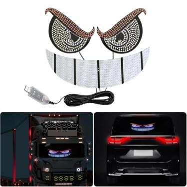 Imagem de Luz Devil Eyes para carros, luz Devil Eyes para para-brisas, luz LED tipo olho de diabo para carro, com conexão USB e 11 modos, luzes dinâmicas tipo olho de diabo para para-brisas