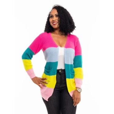 Imagem de Sobretudo De Tricor Varias Cores Feminino - jutricot, Colorido, Único: