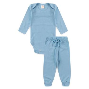 Imagem de Conjunto Canelado Light Longo - Azul Bebê - Ame Kids, M