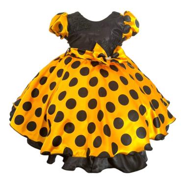 Imagem de Vestido Infantil Festa Abelhinha Bolinha Luxo Aniversário Conforto