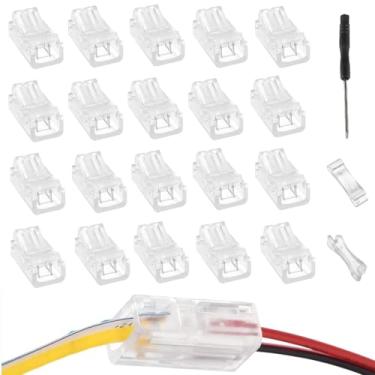 Imagem de EPLZON Conector De Fita Led 2 Pinos 8 Mm Para Luz Led, Adaptador Rápido Luzes Rgb Transparentes, Sem Fio, Iluminação Trilho Lacunas 5050 (20 Peças)