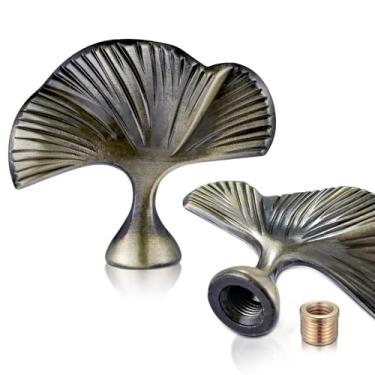 Imagem de GooChan Abajur Em Formato De Folha, Maçaneta Para Abajur, Tampo Vintage Com Acabamento Latão Antigo, Decorações Retrô (Latão 2 Unidades/Pacote)