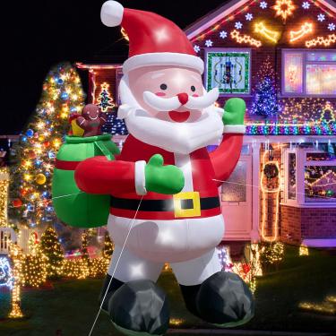 Imagem de Yiersanwin Decoração Inflável De Natal 13 Pés Com Papai Noel Para Áreas Externas Soprador, Decorações Grandes Infláveis Quintal, Gramado, Festa Natal, Empresa Aluguel