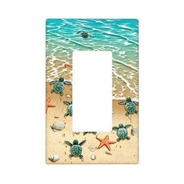 Imagem de SUNYION Placas De Parede Balanço Gangue Única Beach Turtle Decoram Tampas Tomada Para Tomadas Elétricas Placa Interruptor Decorativa Tampa Plugue 4,6 * 2,8"