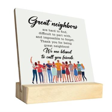 Imagem de Gkwa Placa De Madeira Para Meu Vizinho, Obrigado Por Serem Ótimos Vizinhos, Com Suporte Madeira, Significativa Amigos, Presentes - Somos Abençoados, Chame Natal B1