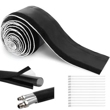 Imagem de Revestimento térmico automotivo para exaustão e quaisquer tubos que precisem de proteção de alta temperatura, escudo térmico de fio para linhas de mangueira e fiação elétrica com fecho de gancho, 3,5