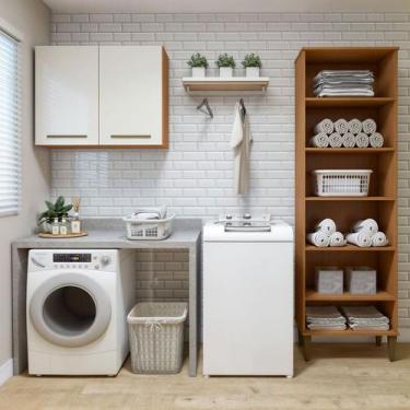 Imagem de Lavanderia Completo Belém 2 Portas 6 Prateleiras Nature/Off White - Ka