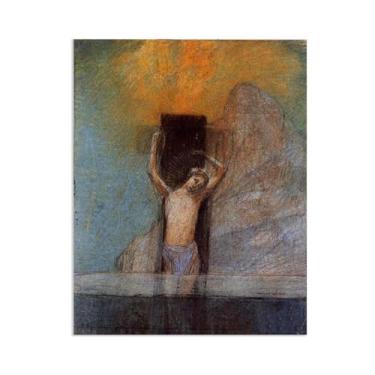 Imagem de Impressão artística em tela Joana d'Arc esticada quadro emoldurado poster giclee decoração de parede por Odilon Redon para sala de estar e quarto pôster 55x40 cm (22 x 16 polegadas)