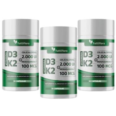 Imagem de Kit 3x Vitamina D3 + K2 30 Cápsulas de 375mg Tuttiflora