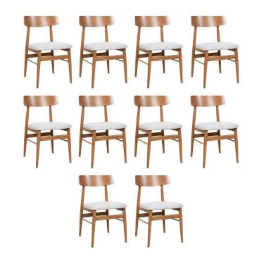 Imagem de Kit 10 Cadeiras De Jantar Delta Estrutura Aço Carbono Laminado Natural Com Estofado Linho Cru