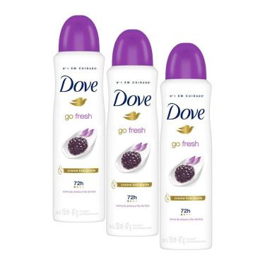 Imagem de Kit com 3 Desodorantes Antitranspirantes Aerosol Dove Go Fresh Amora e Flor de Lótus 150ml