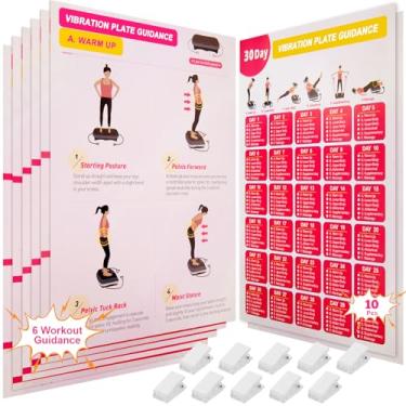 Imagem de Pôster de máquina de exercício com placa vibratória, 6 orientações de treino e 12 peças, rosa